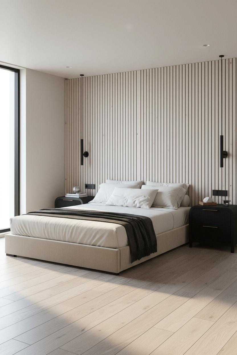 Modern Minimalist Bedroom Birch Panel