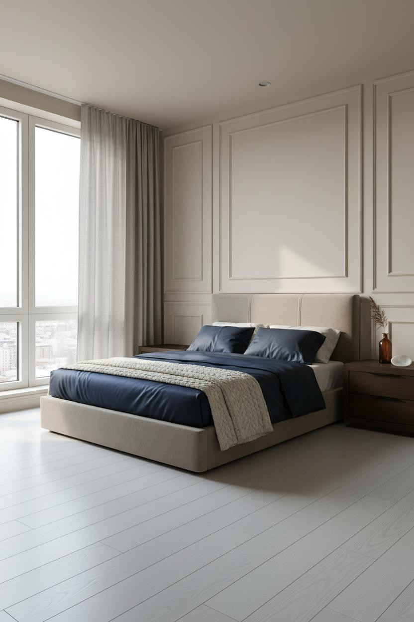 Modern Minimalist Bedroom Scandi Paneled Wall