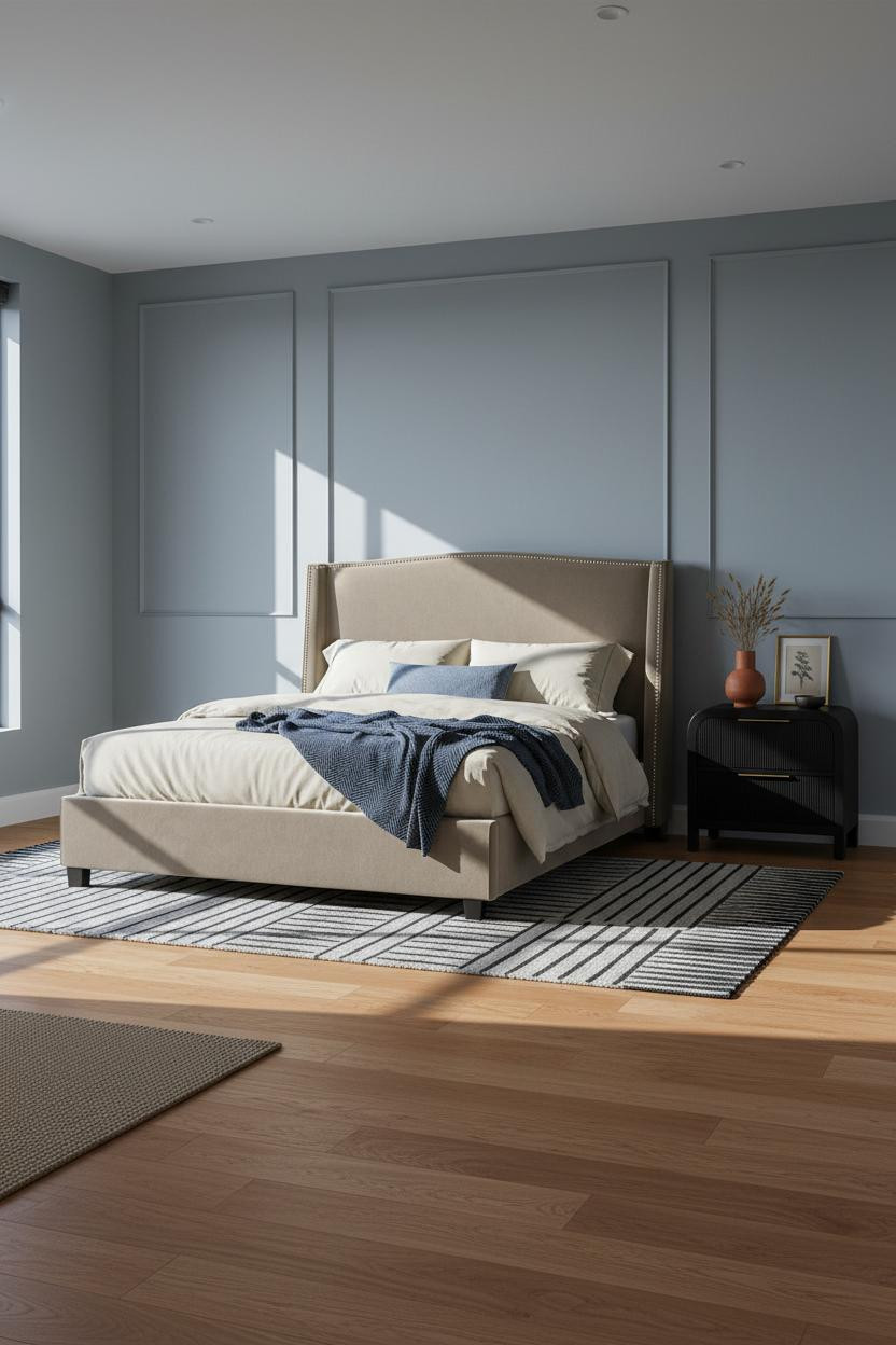 Modern Minimalist Bedroom Wainscoting Design