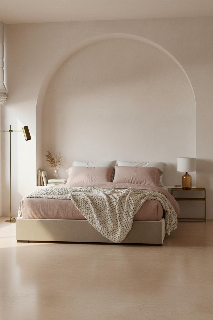 Modern Neutral Bedroom Arched Niche Coastal