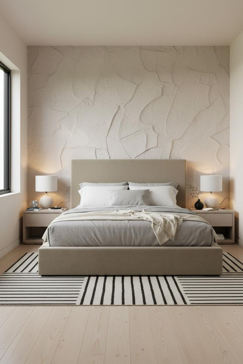 Modern Neutral Bedroom Attic Accent Wall