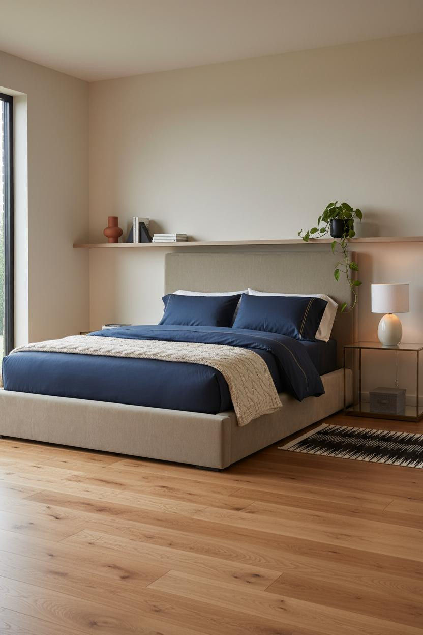 Modern Neutral Bedroom Floating Shelf
