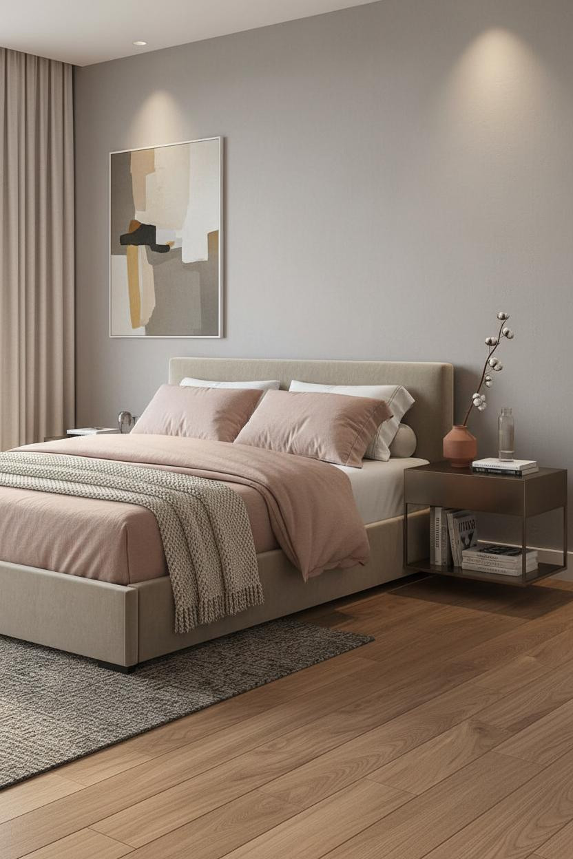 Modern Nightstand Floating Bronze Glass