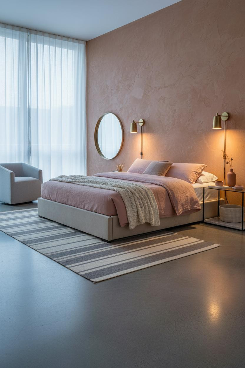 Modern Studio Apartment Minimal Industrial Design Clay Plaster Walls