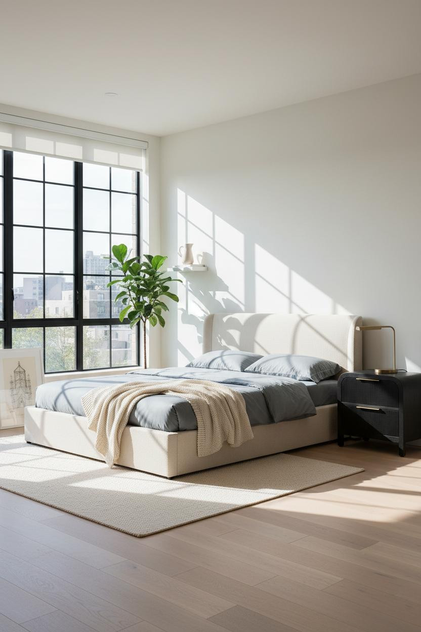 Modern Studio Apartment Scandinavian Design Bright Window Wall Tiny Space