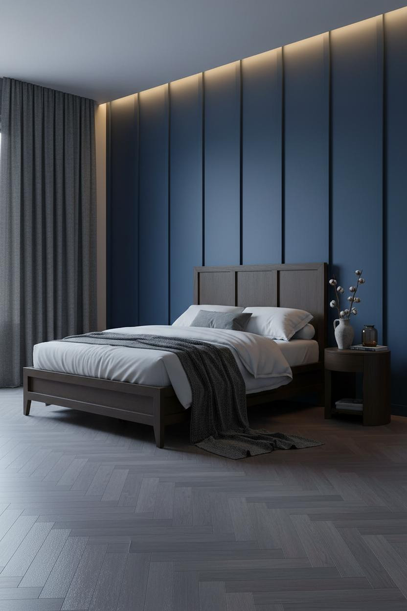 Moody Blue Bedroom Navy Accent Wall