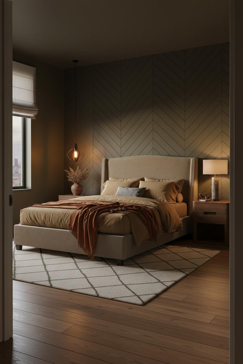 Moody Guest Bedroom Dark Green Japandi Style