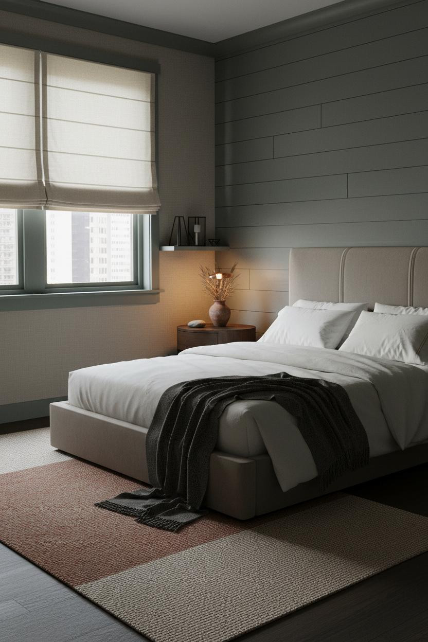 Moody Guest Bedroom Dark Sage Shiplap Nightstand