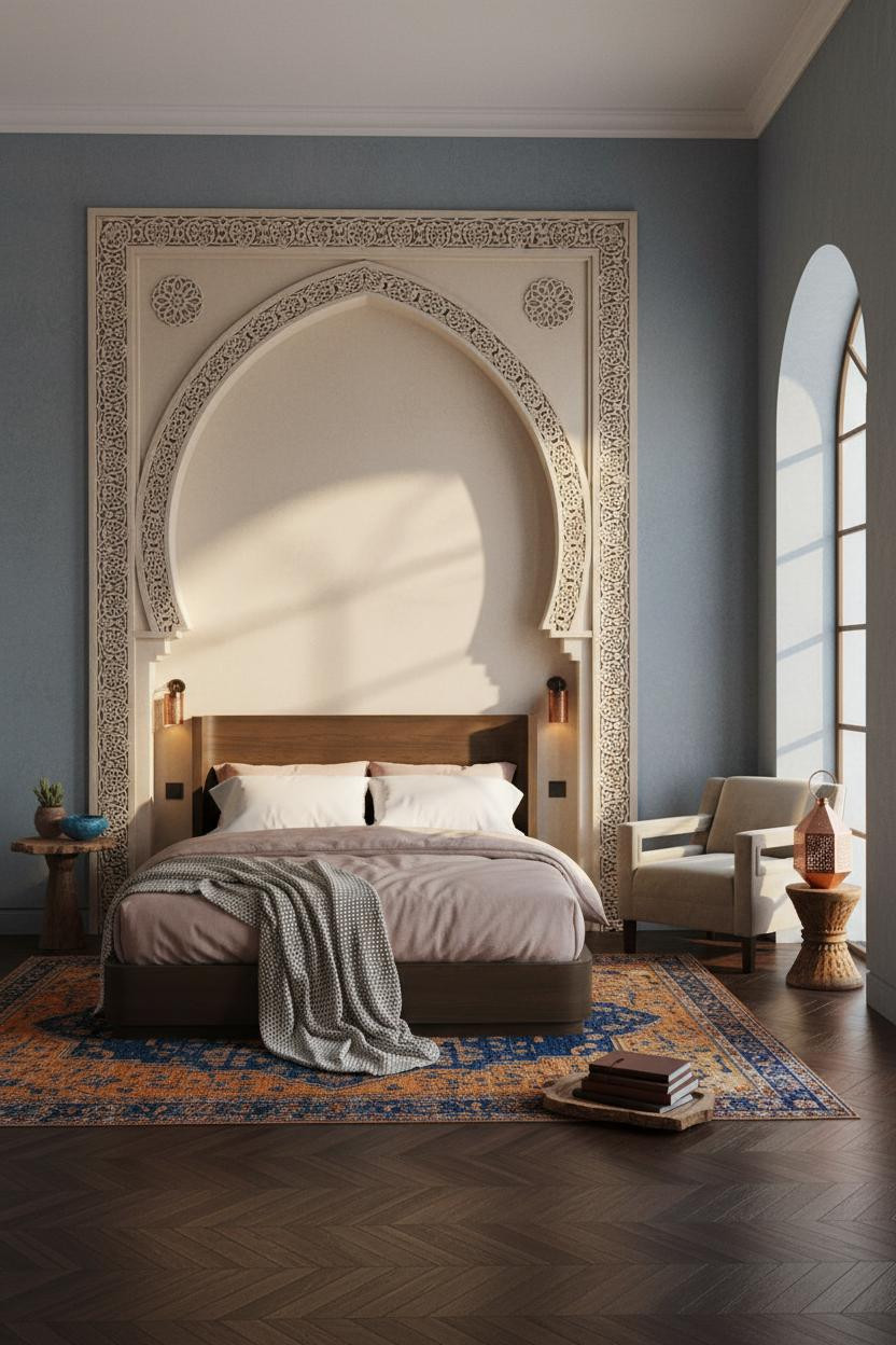 Moroccan Bedroom Arched Doorway Geometric