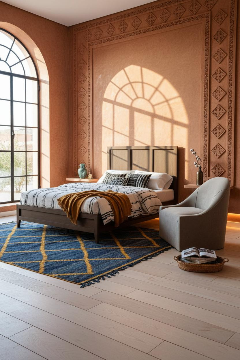 Moroccan Bedroom Arched Window Tadelakt