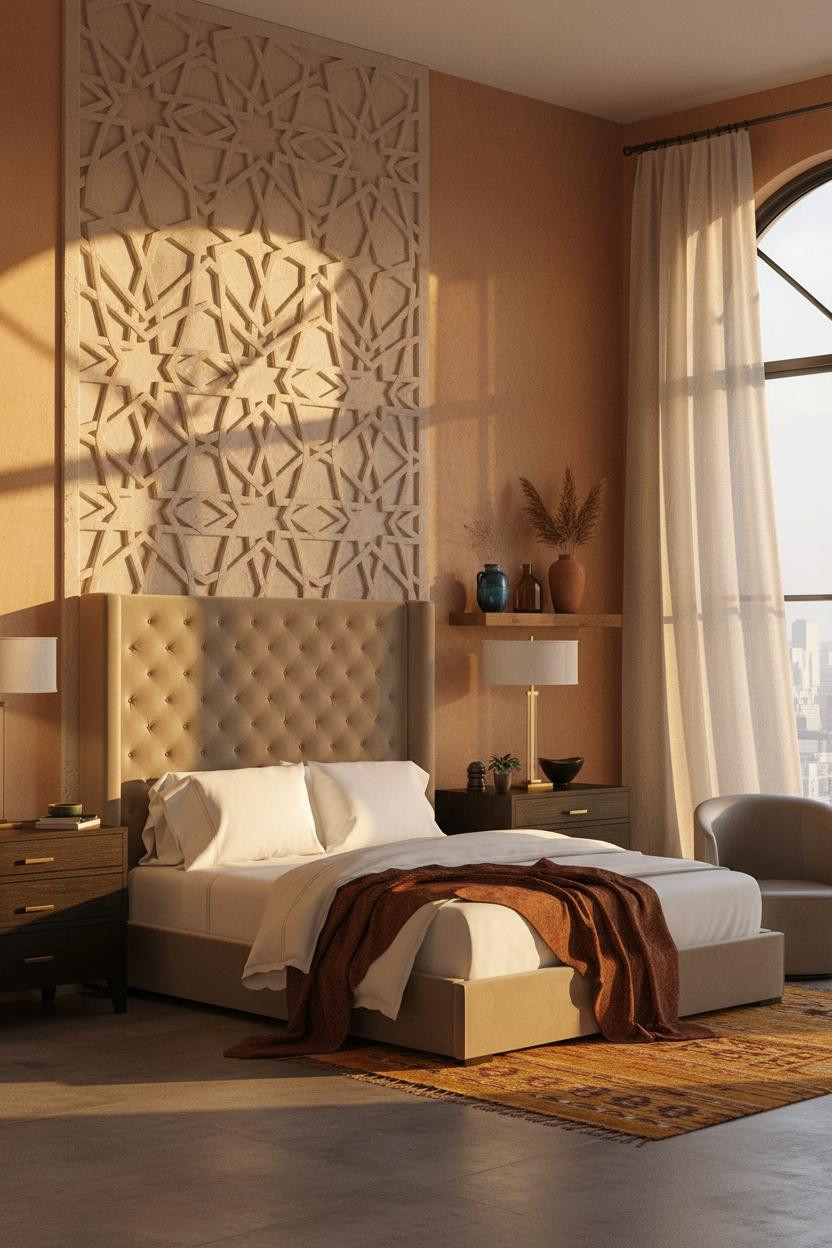 Moroccan Bedroom Carved Stucco Riad