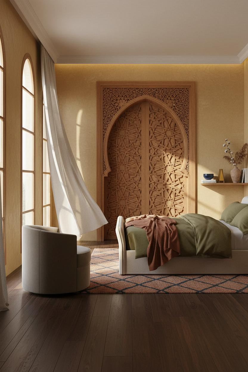 Moroccan Bedroom Cedar Archway Geometric Rug
