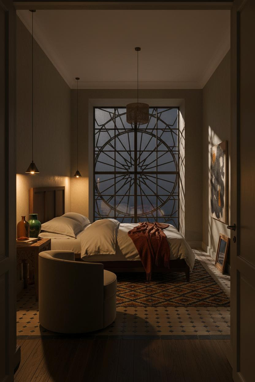 Moroccan Bedroom Geometric Window Lighting