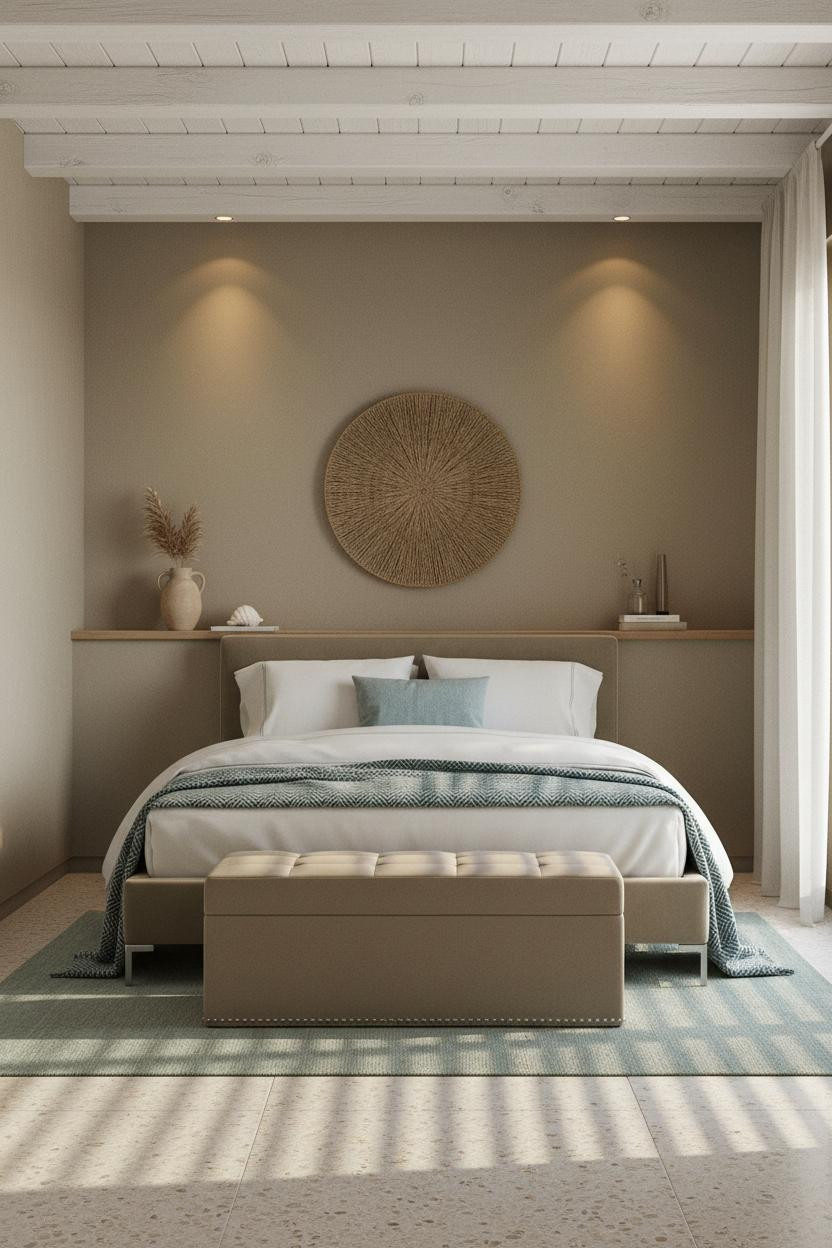 Neutral Coastal Bedroom Beachy Master Bed