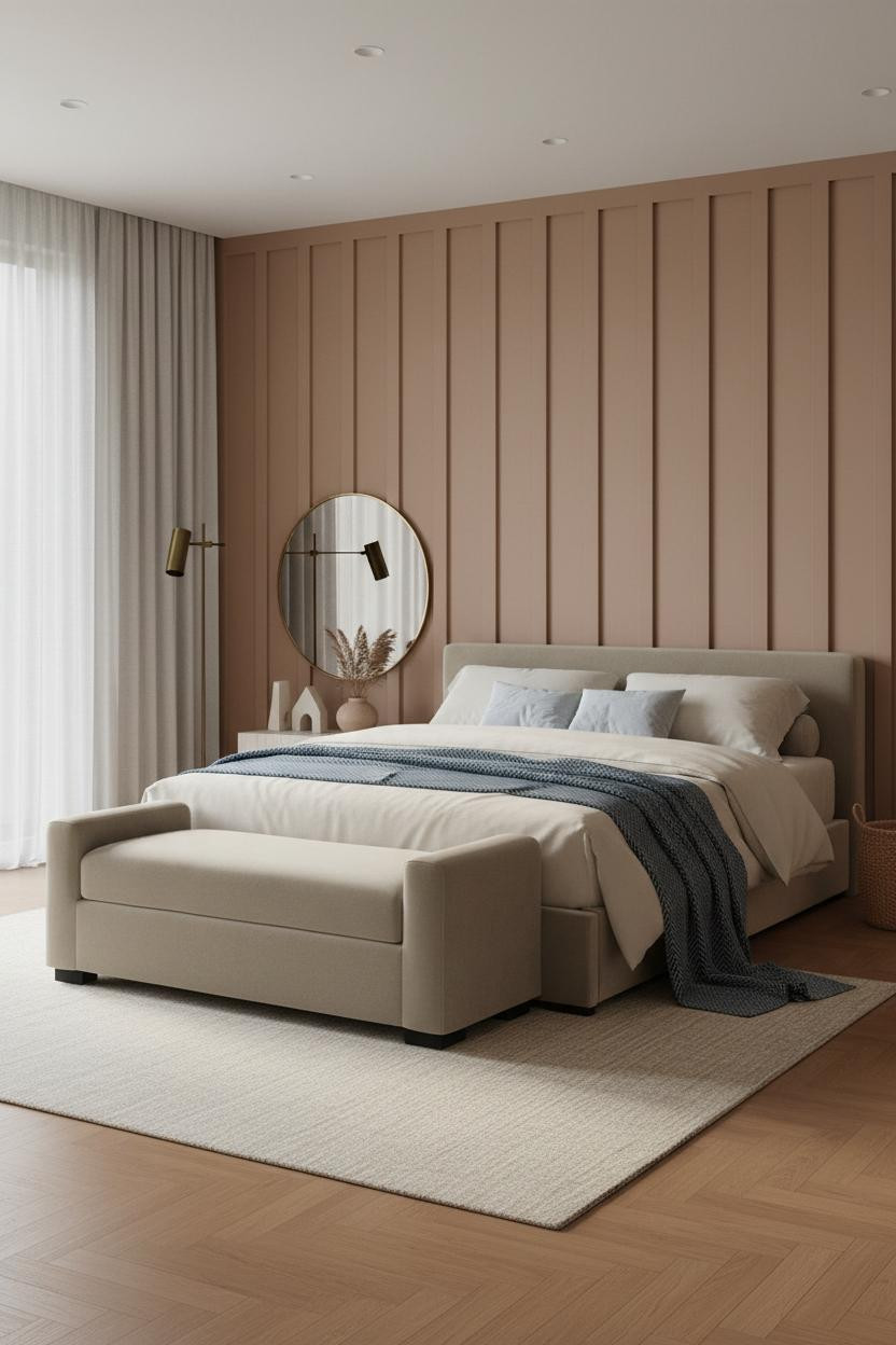 Neutral Earthy Bedroom Clay Walls Warm