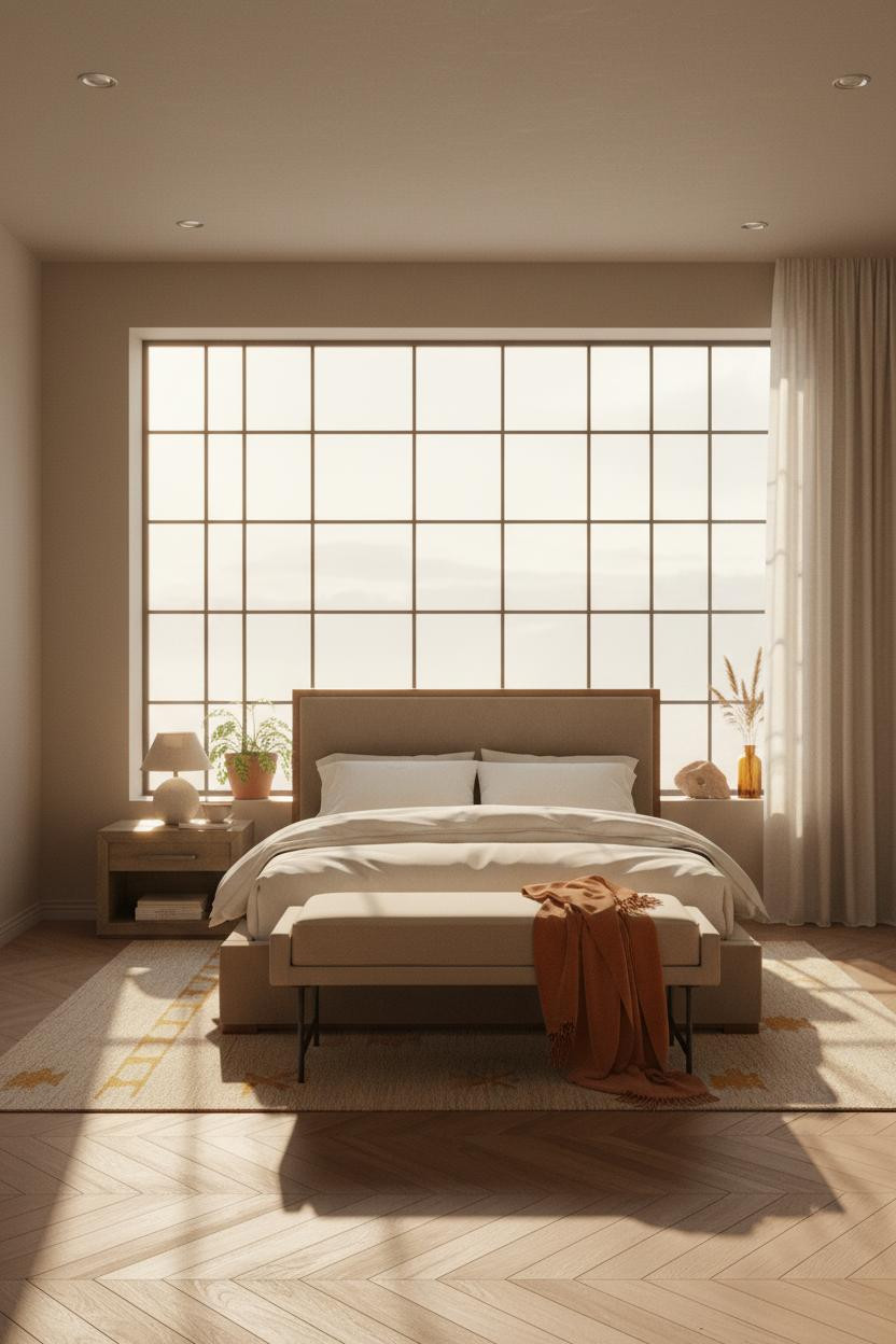 Neutral Earthy Bedroom Warm Minimalist Design