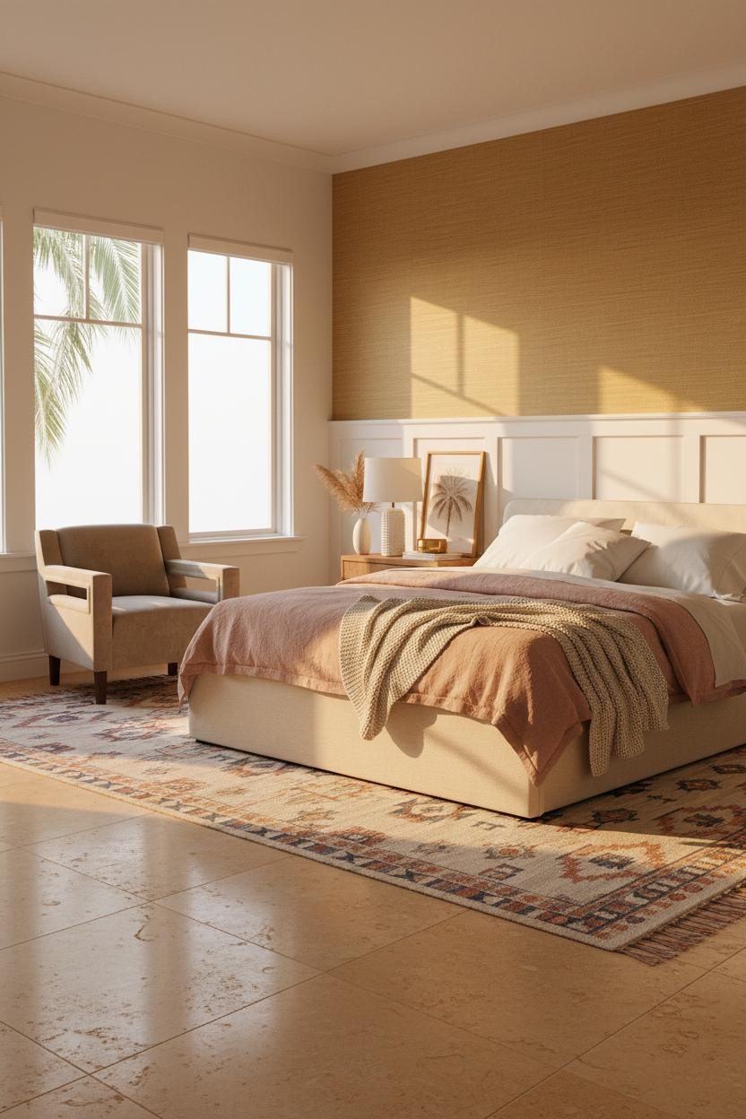 Palm Beach Bedroom Grasscloth Coastal