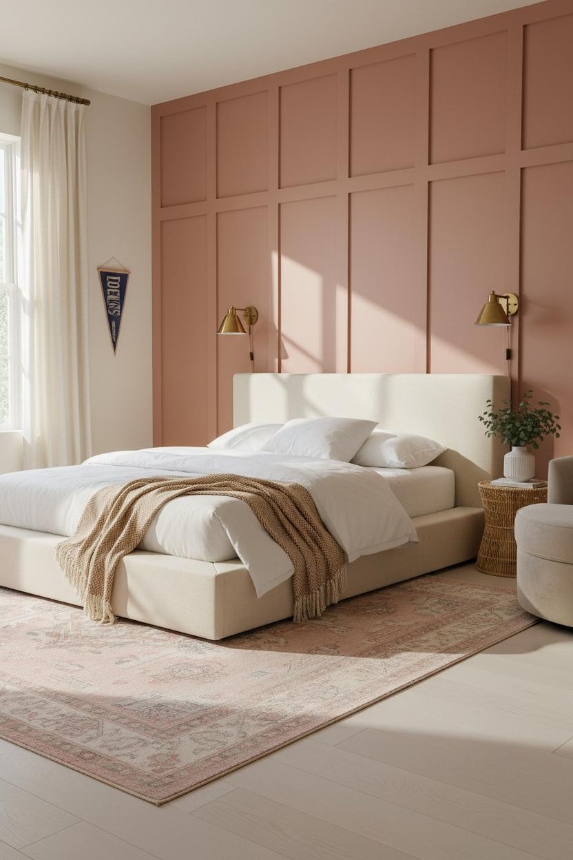 Preppy Teen Bedroom Dusty Rose Brass
