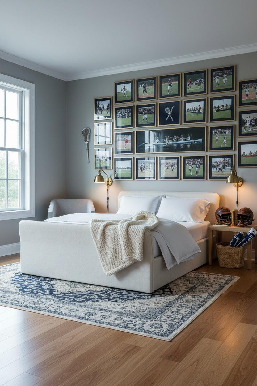 Preppy Teen Bedroom Gallery Wall Brass