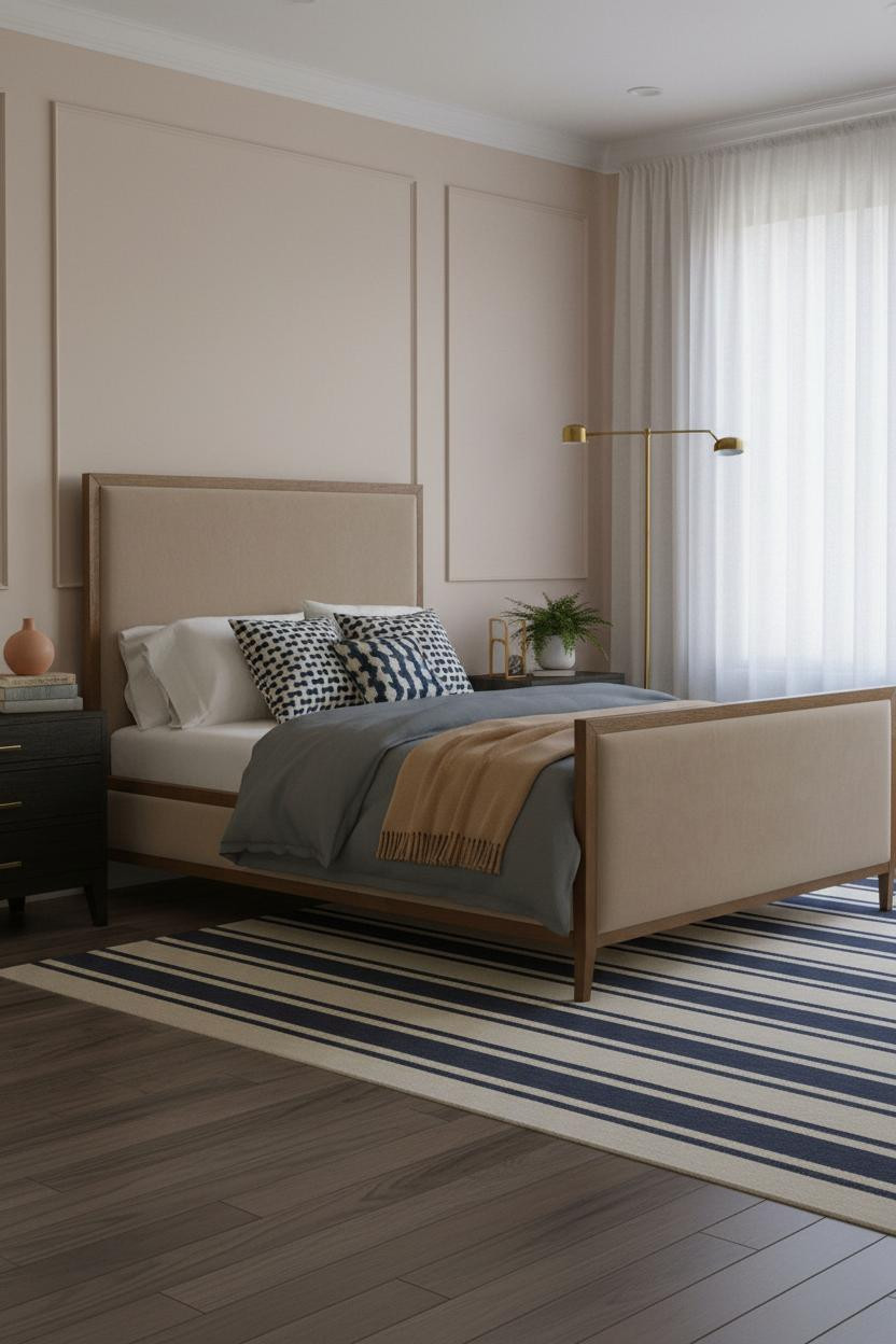 Preppy Teen Bedroom Wainscoting Brass