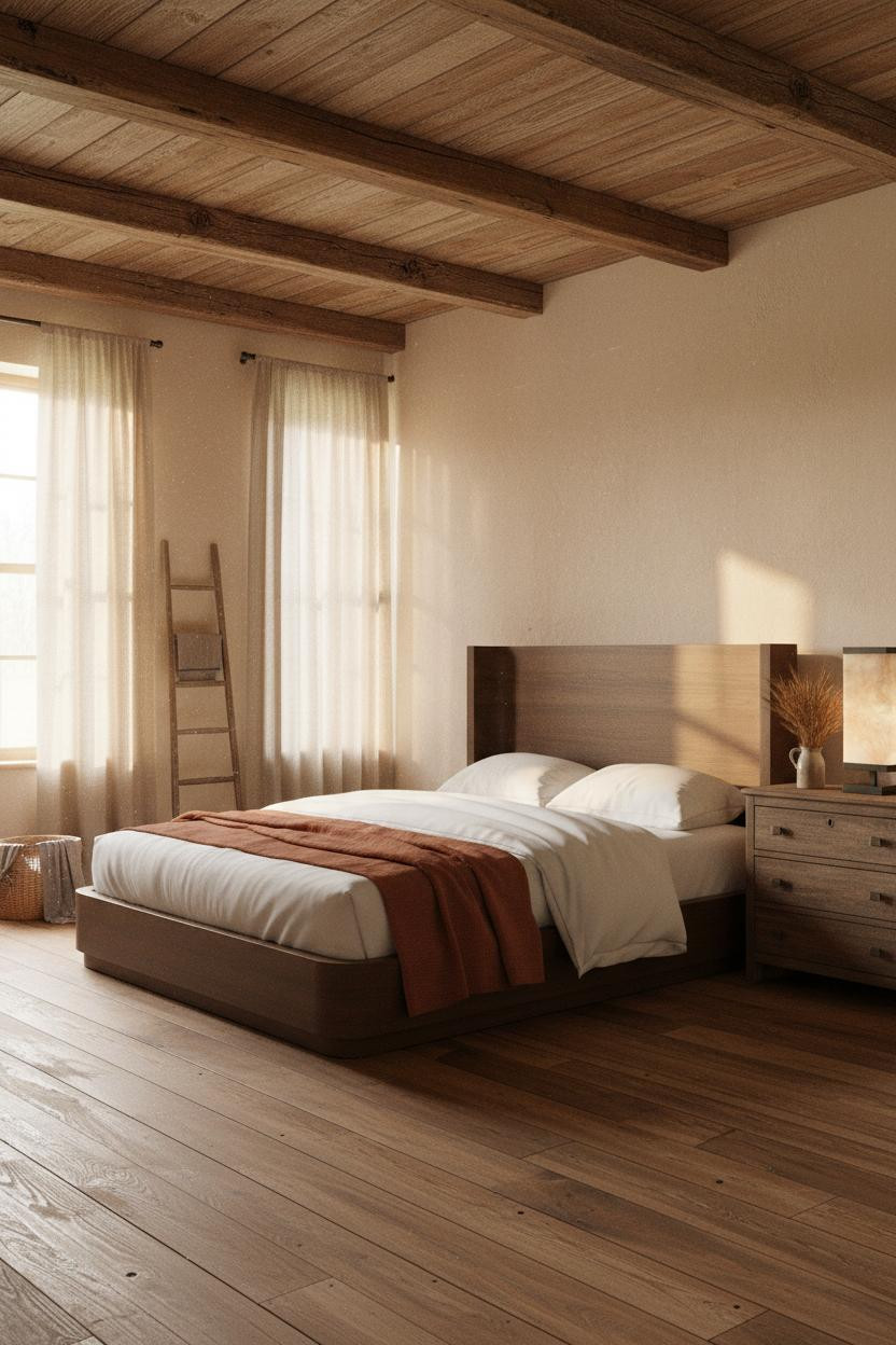 Rustic Chic Bedroom Exposed Beams Farmhouse