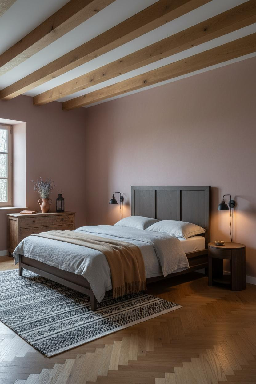 Rustic Farmhouse Bedroom Oak Beams Cozy Provencal Style