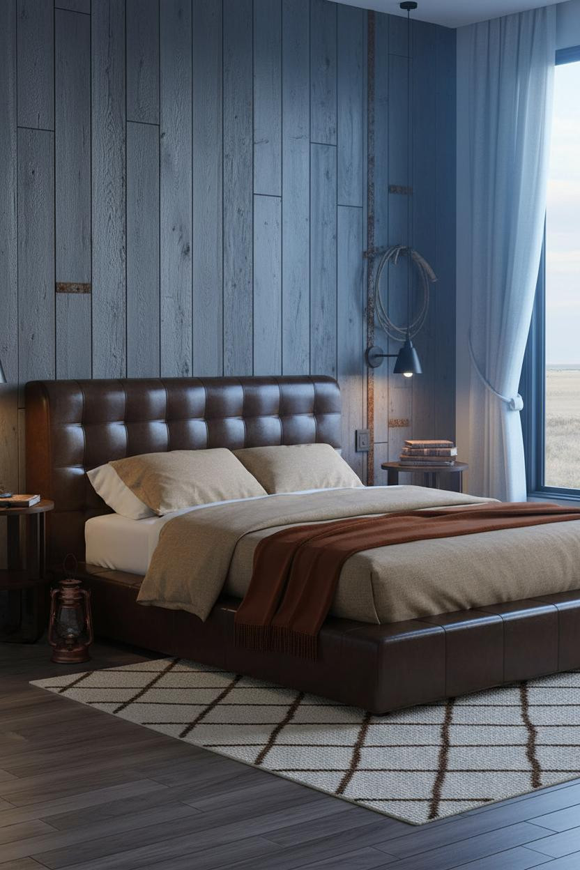 Rustic Western Bedroom Charcoal Board and Batten