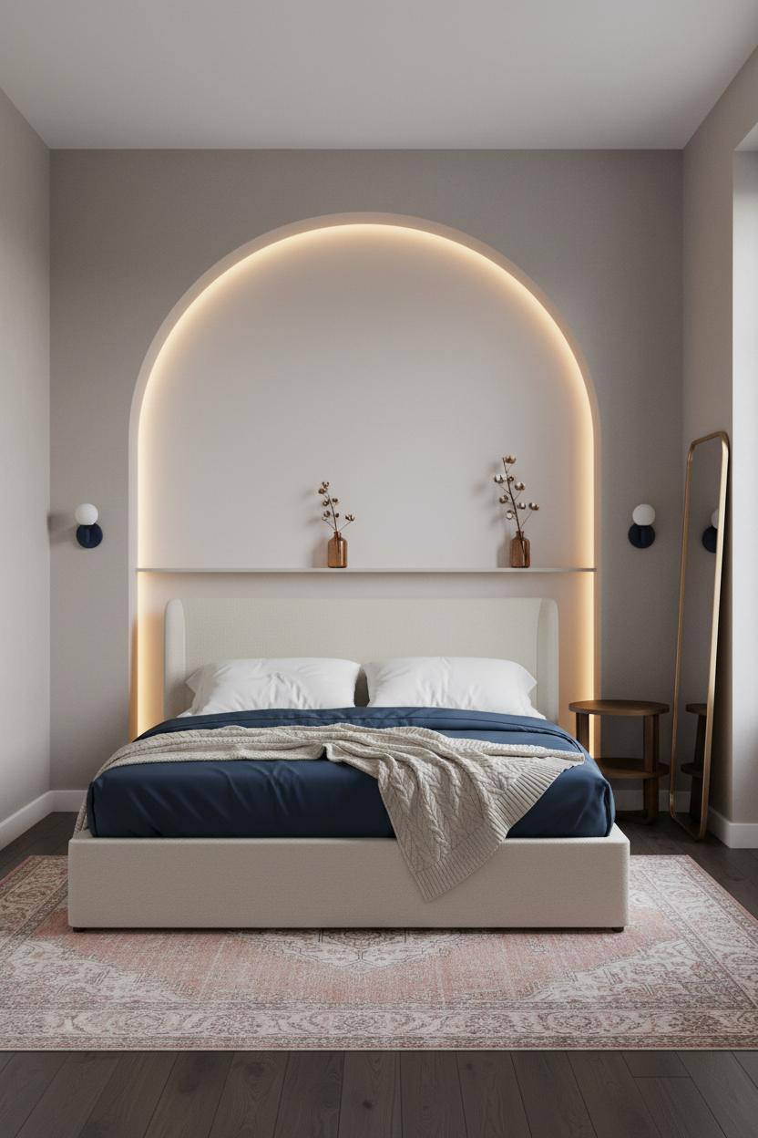 Small Bedroom Arched Alcove Design Layout