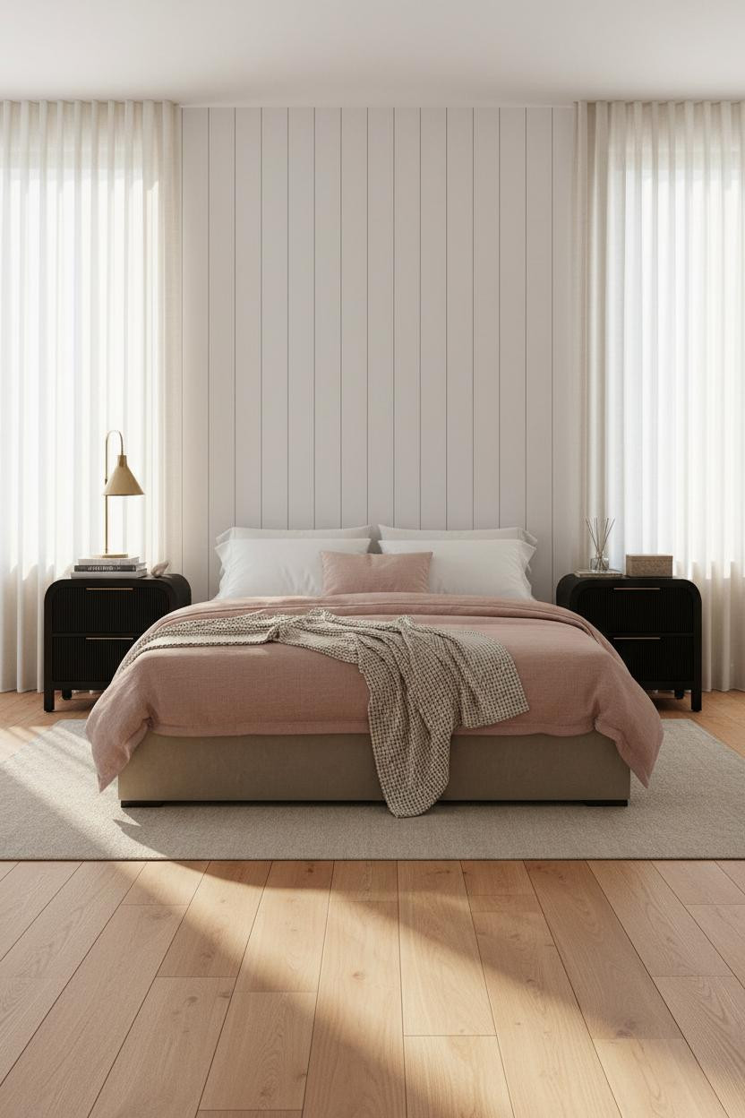 Small Bedroom Couples Board Batten Paneling