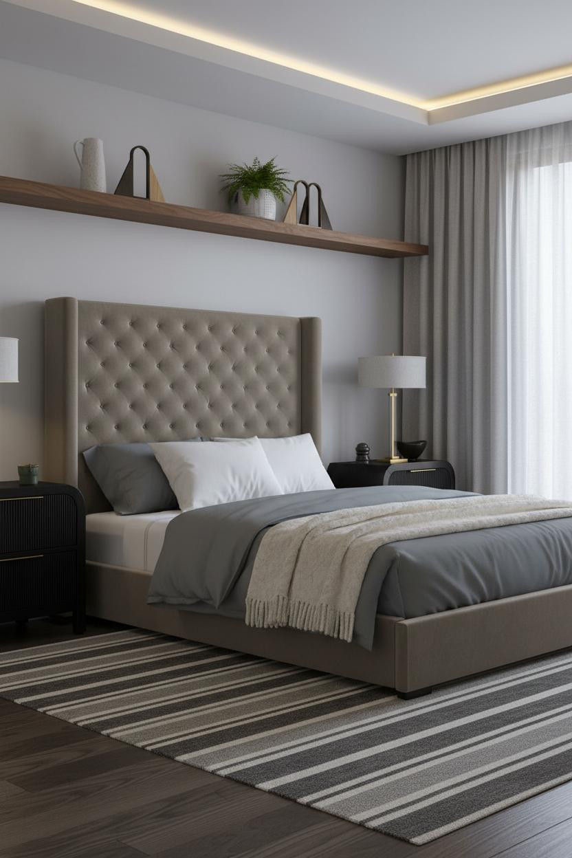 Small Bedroom Couples Walnut Shelf