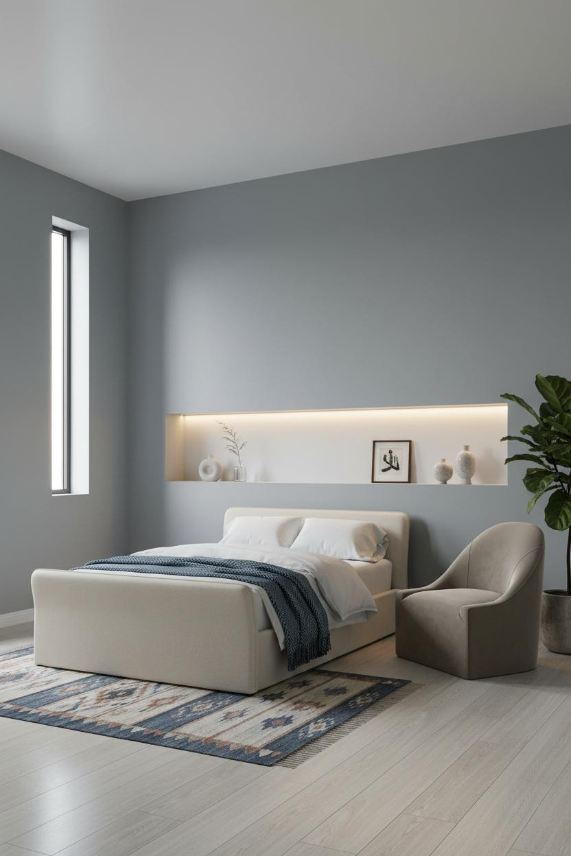 Small Bedroom Design Accent Niche Layout