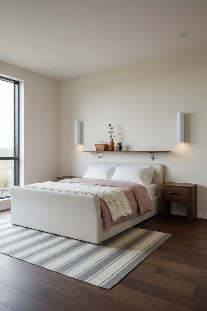 Small Bedroom Design Modern Farmhouse Floating Shelf Layout