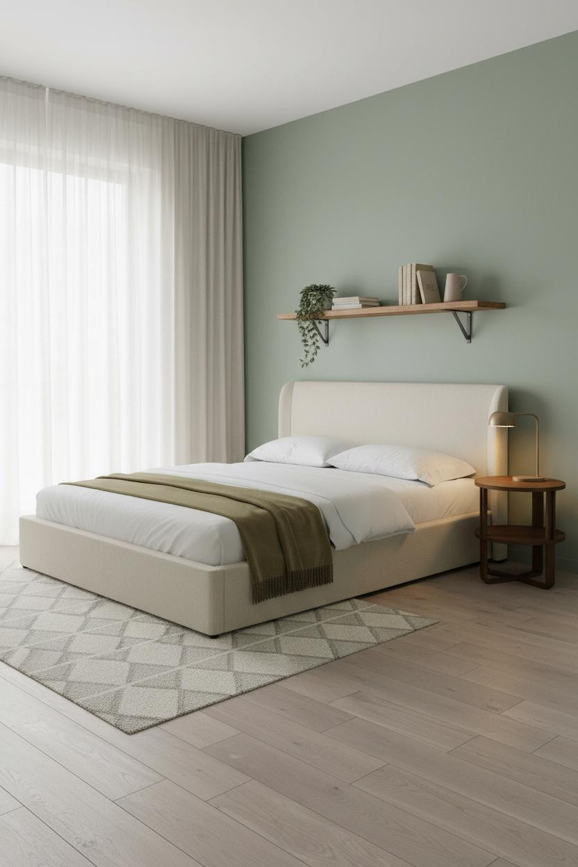 Small Bedroom Scandi Floating Shelf Layout for Tiny Rooms