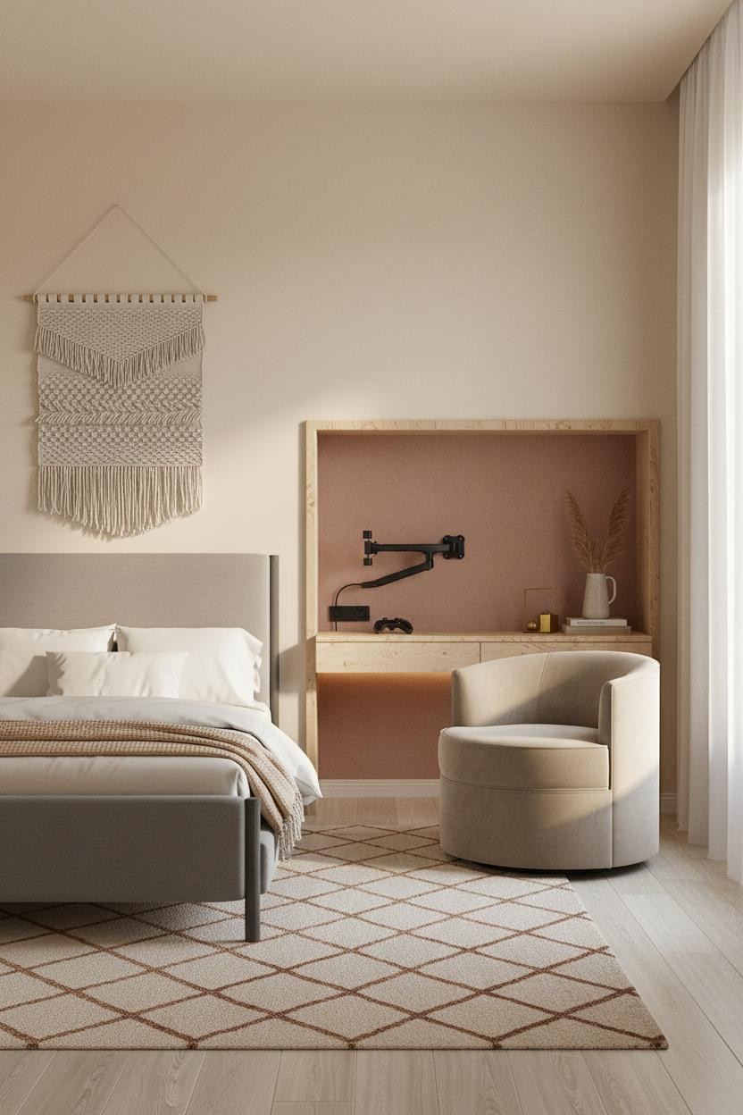 Small Gaming Bedroom Desk Alcove Setup