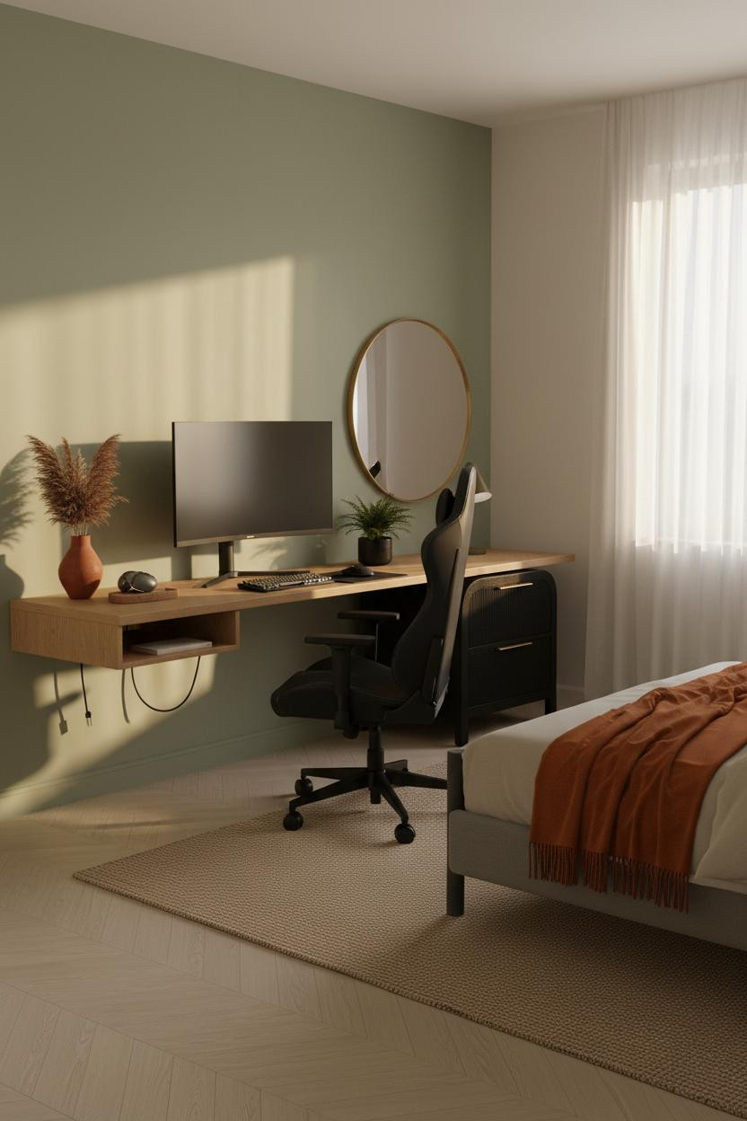 Small Gaming Bedroom Desk Setup