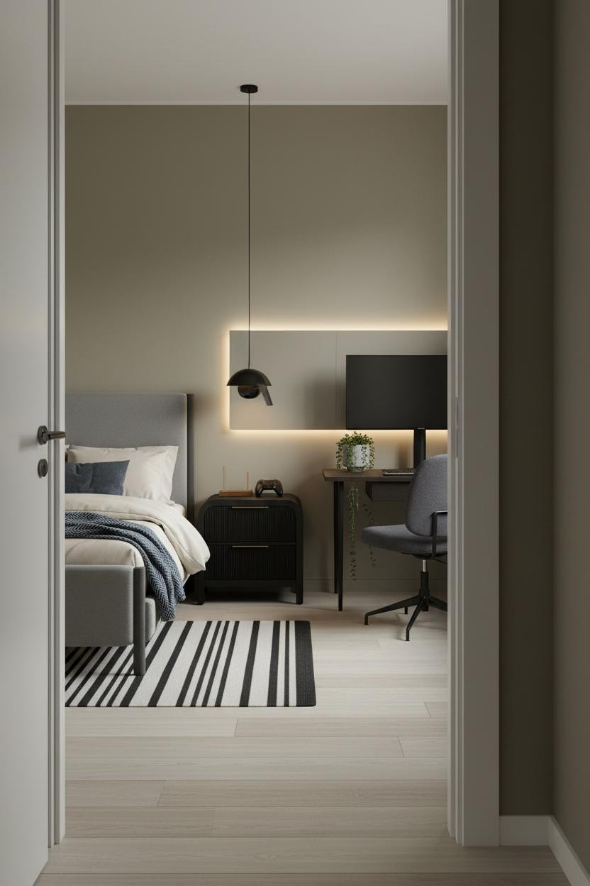 Small Gaming Bedroom Desk Setup