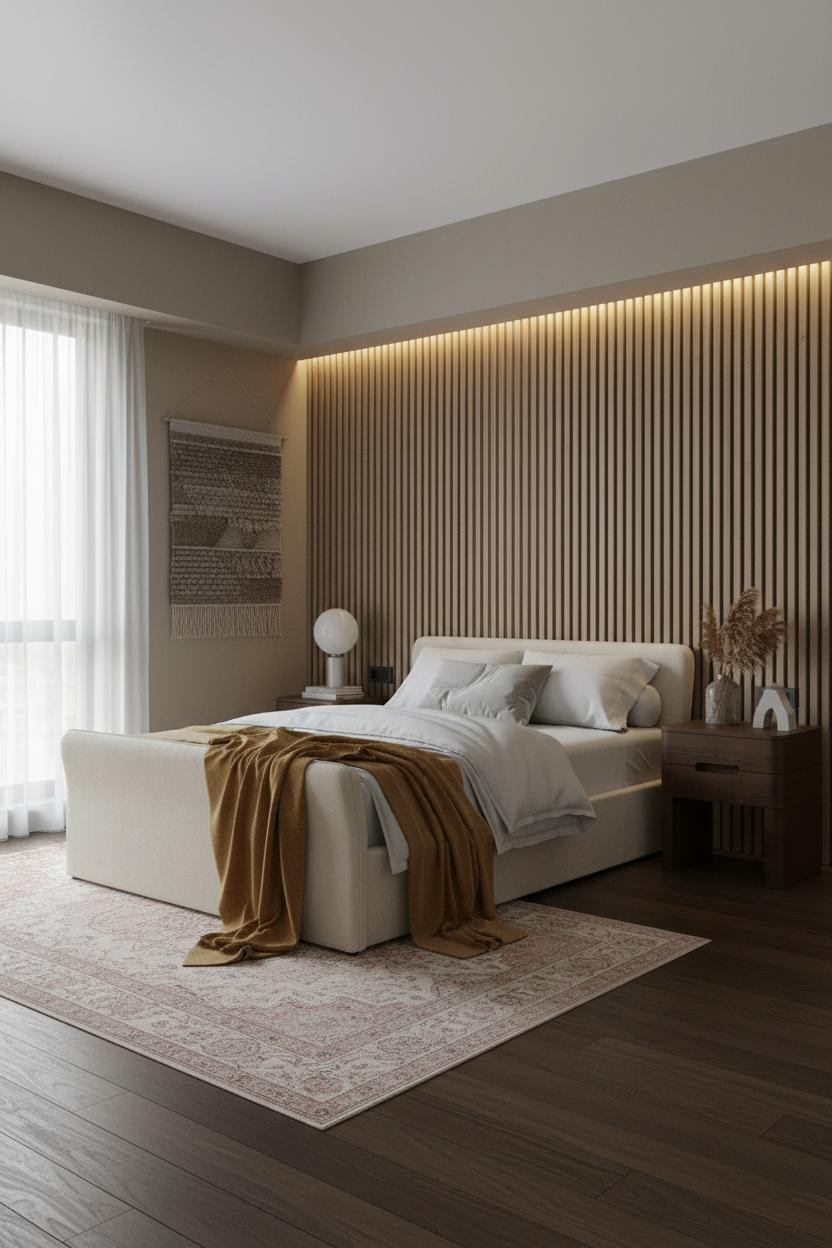 Small Studio Apartment Bedroom Oak Wall