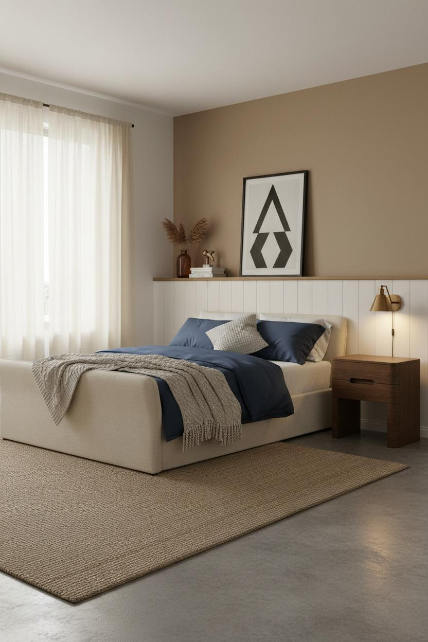 Small Studio Apartment Coastal Modern Wainscoting