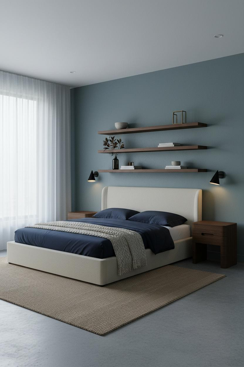 Small Studio Apartment Floating Shelves Minimal