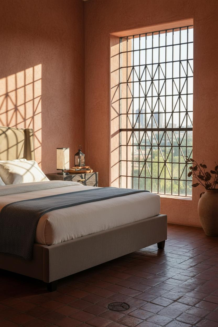 Spanish Mediterranean Bedroom Iron Grille Windows