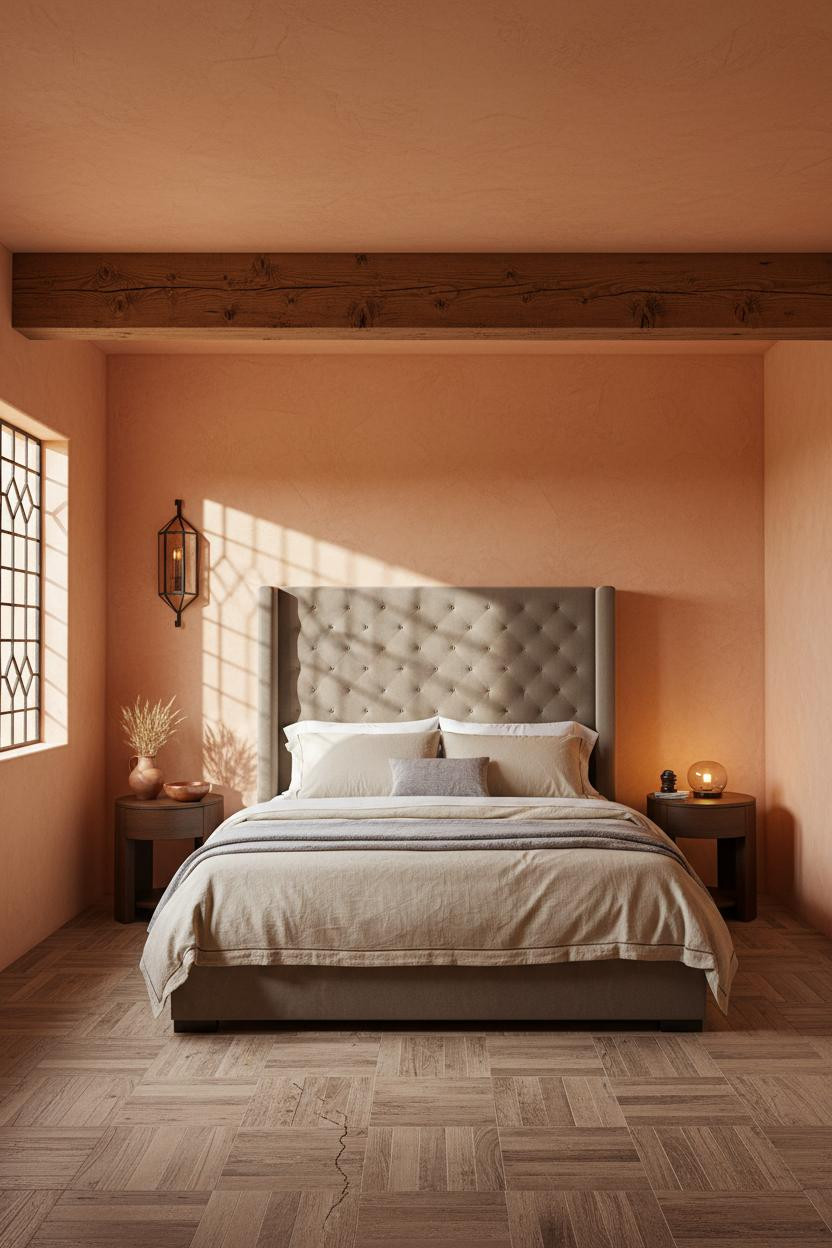 Spanish Mediterranean Bedroom Walnut Beam