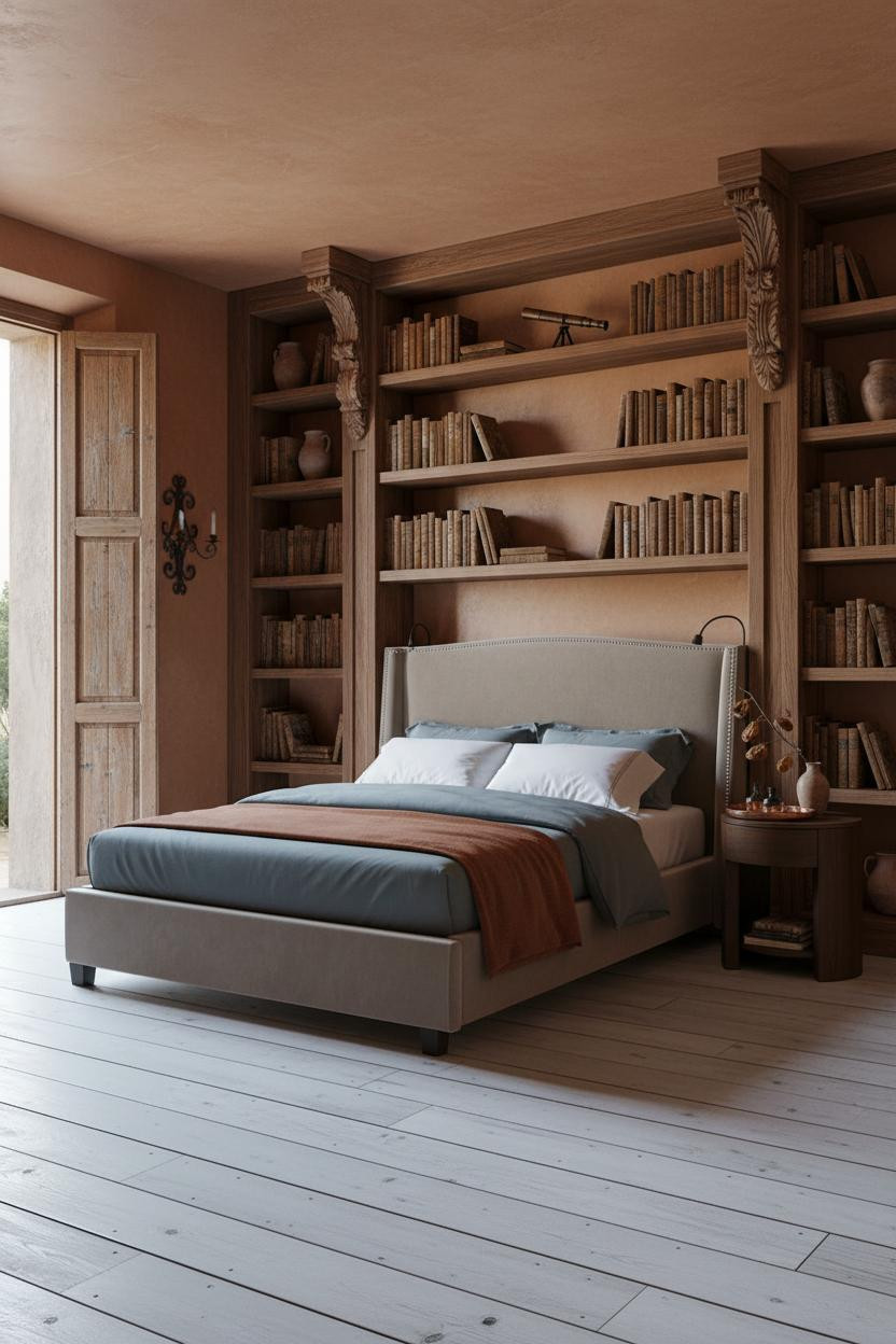 Spanish Mediterranean Bedroom Walnut Bookshelf