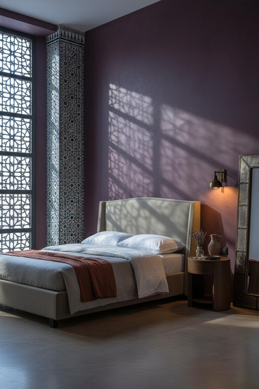 Spanish Mediterranean Bedroom Zellige Tile Column