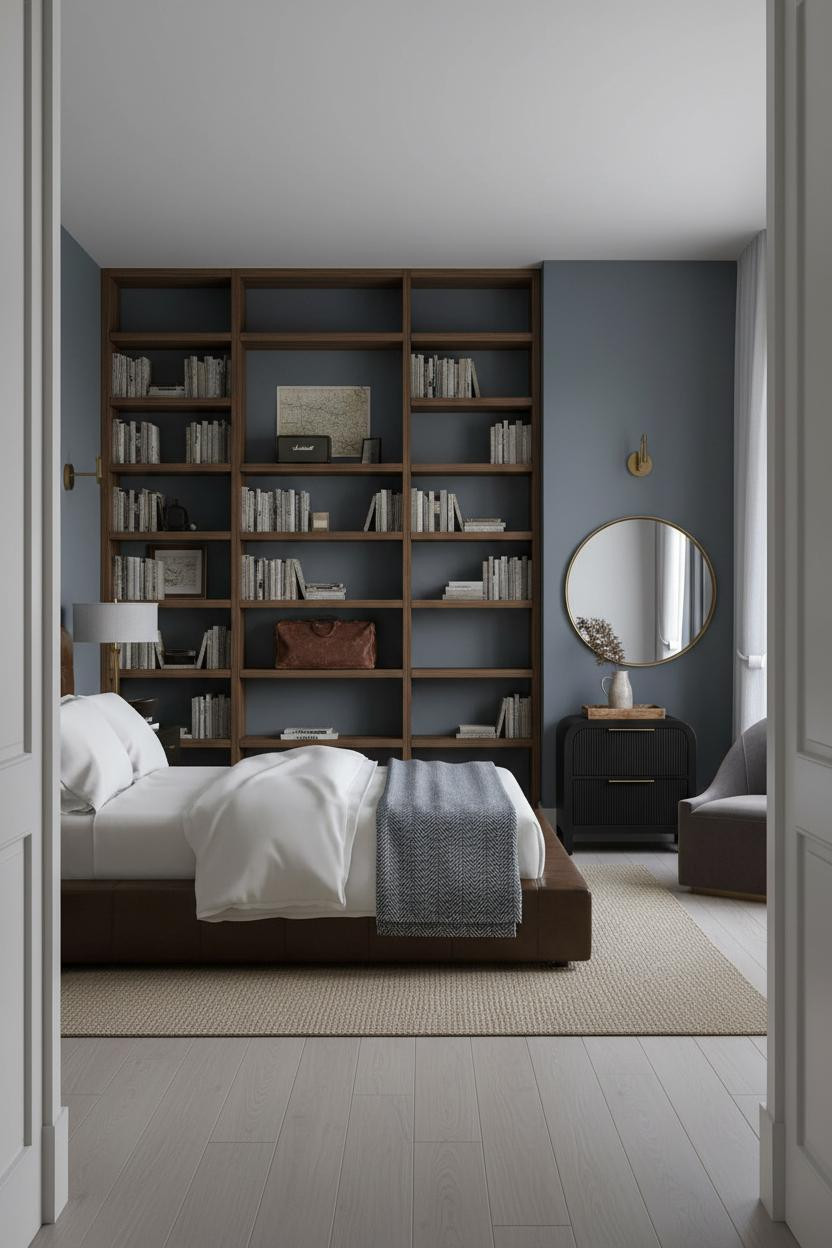 Studio Apartment Men Bookshelf Layout
