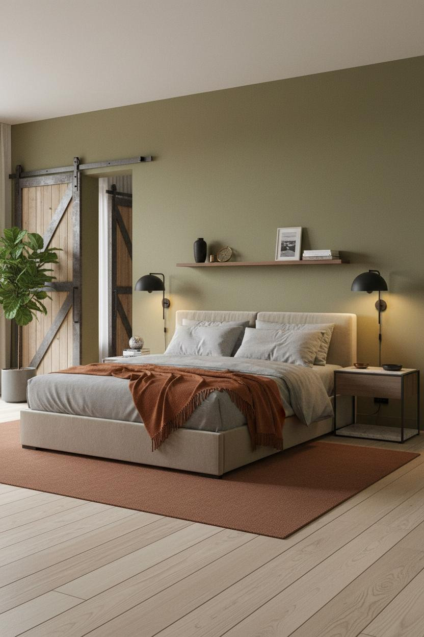 Studio Apartment Men Industrial Barn Door