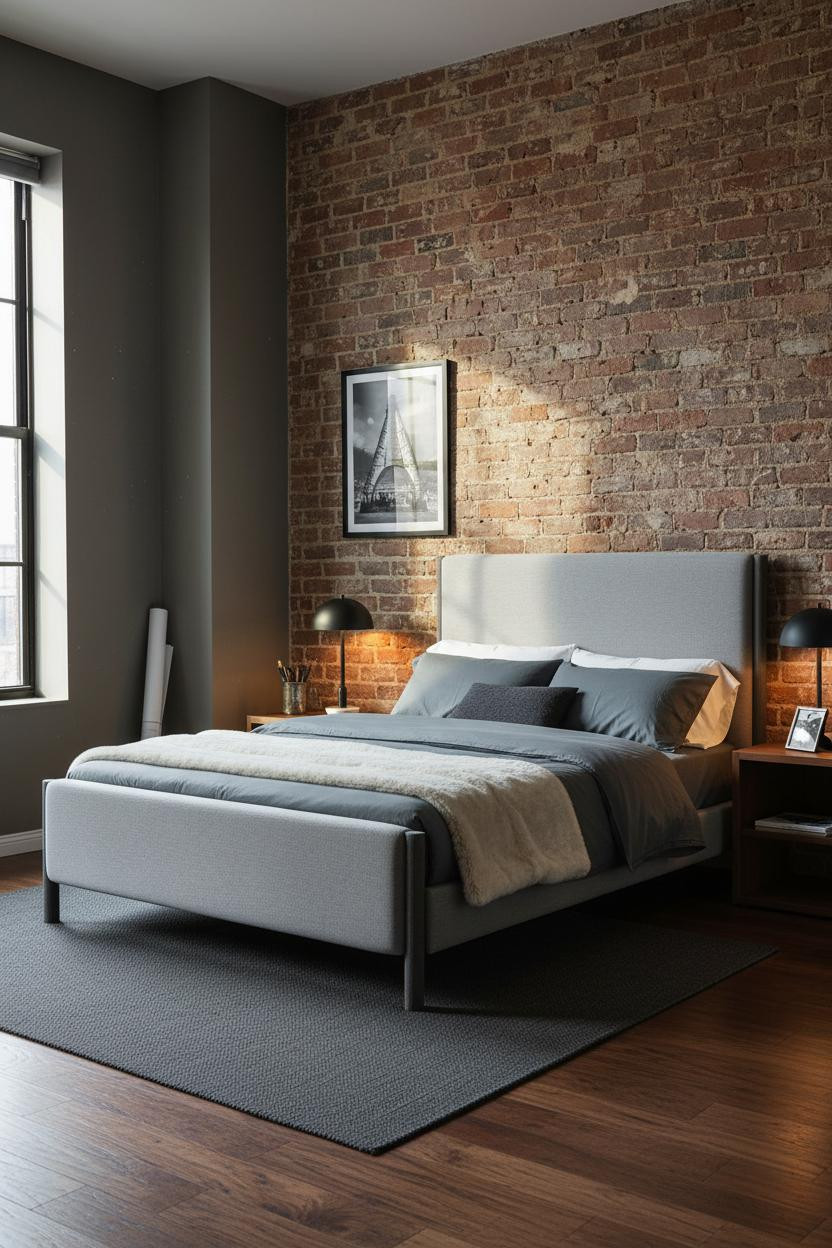 Studio Apartment Men Industrial Brick