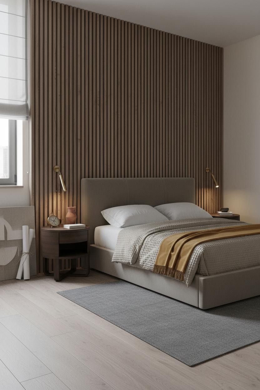 Studio Apartment Men Walnut Accent Wall