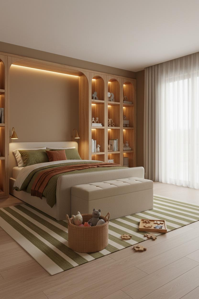 Stylish Kids Bedroom Built In Storage Design