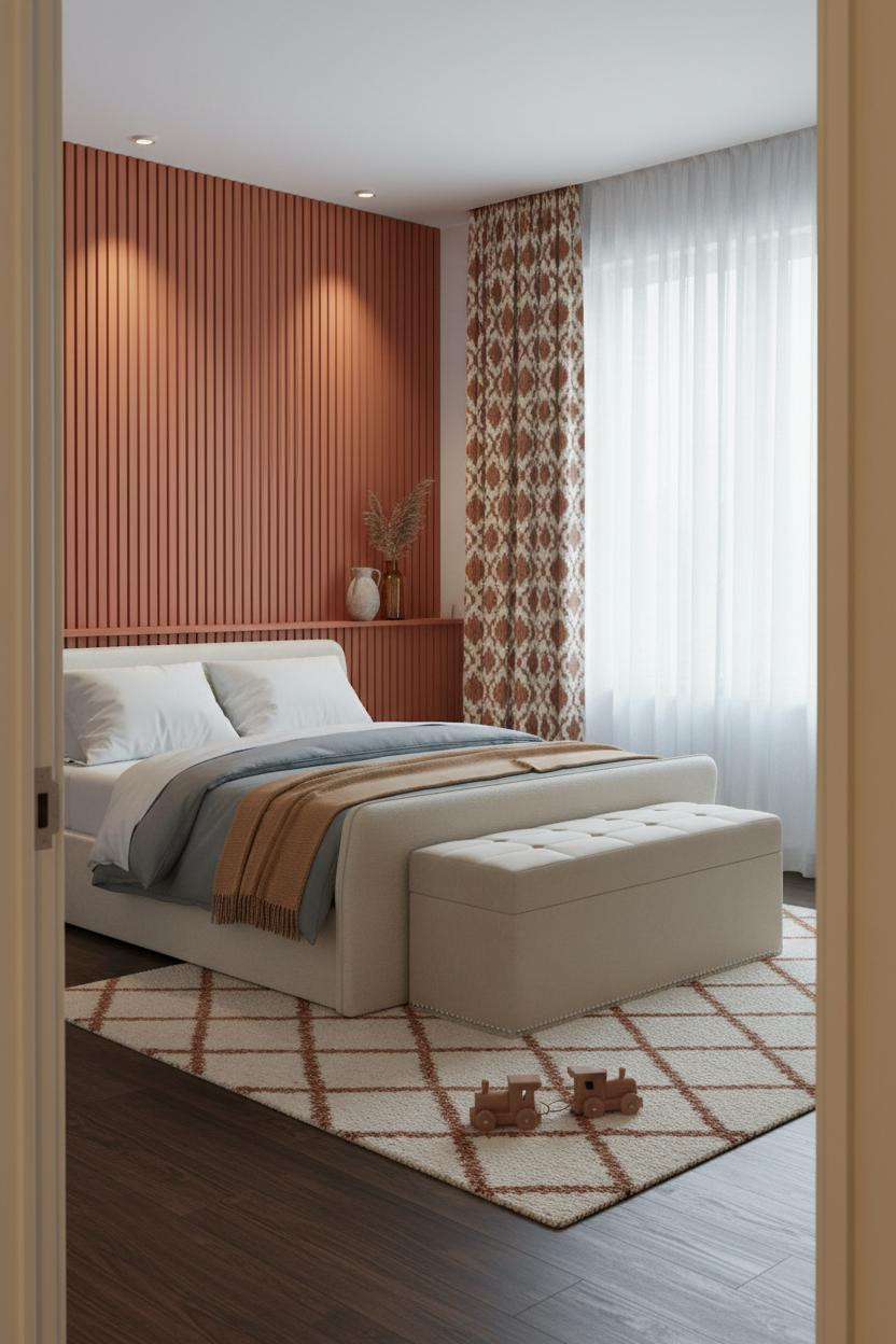 Stylish Kids Room Scandinavian Terracotta Fluted Panels