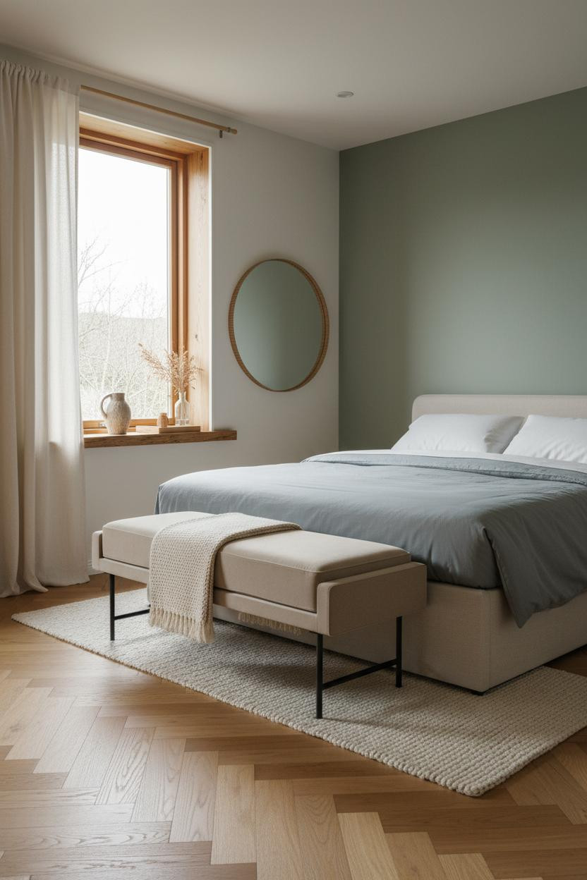 Tiny Guest Bedroom Japandi Sage Window